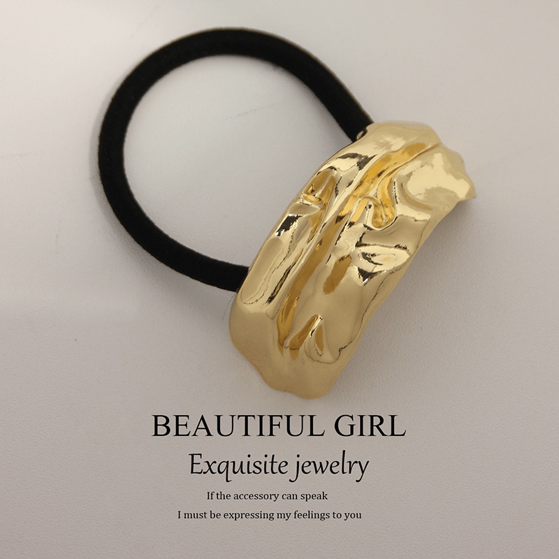 Women's Versatile Retro Alloy Elastic Hair Ties Round Cold Tone