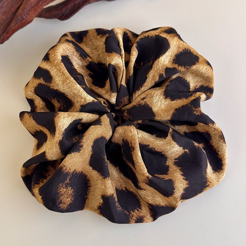 Women's Casual Fabric Elastic Scrunchies High Ponytail Leopard Print