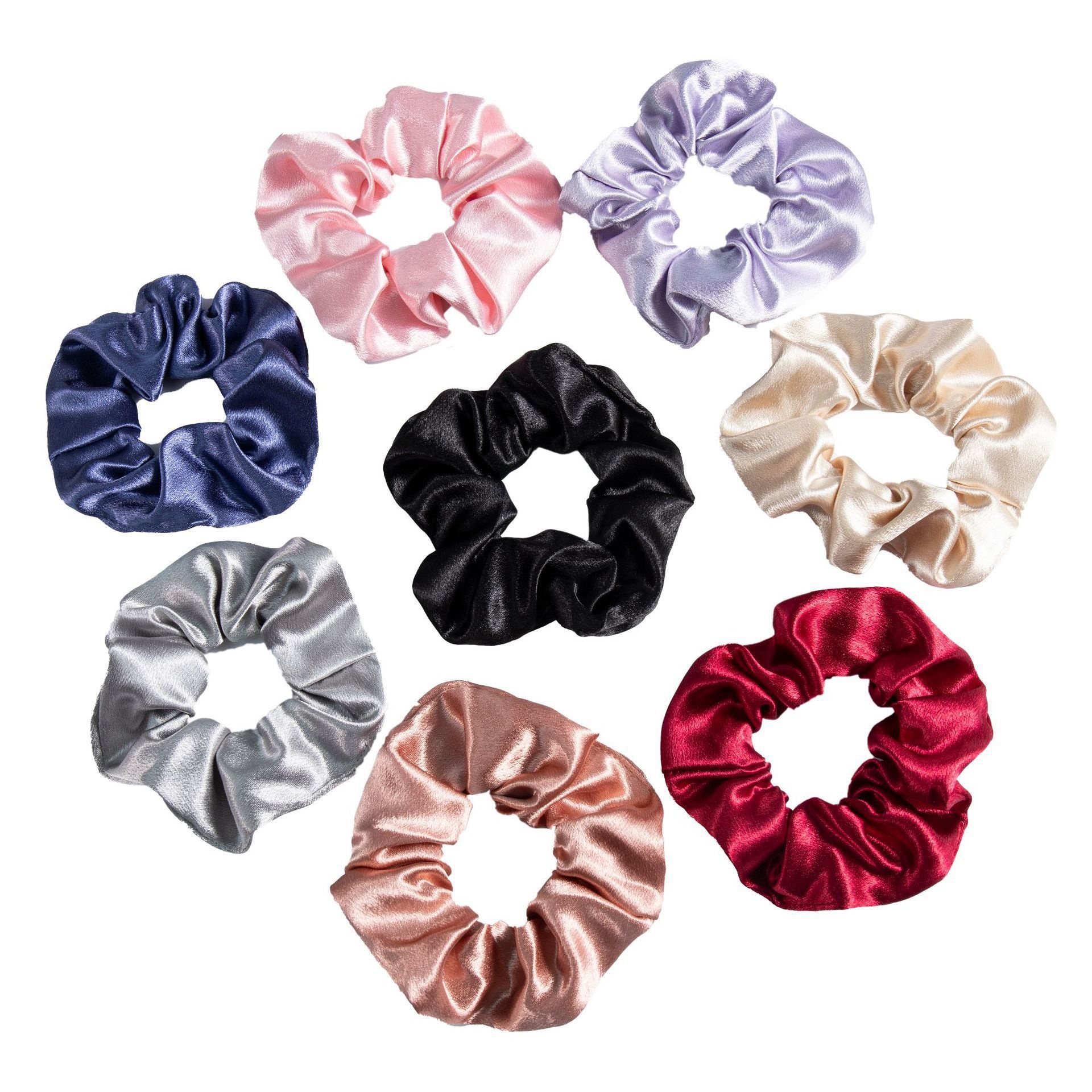 Women's Simple Retro Crystal Satin Scrunchie Hair Tie Solid Color