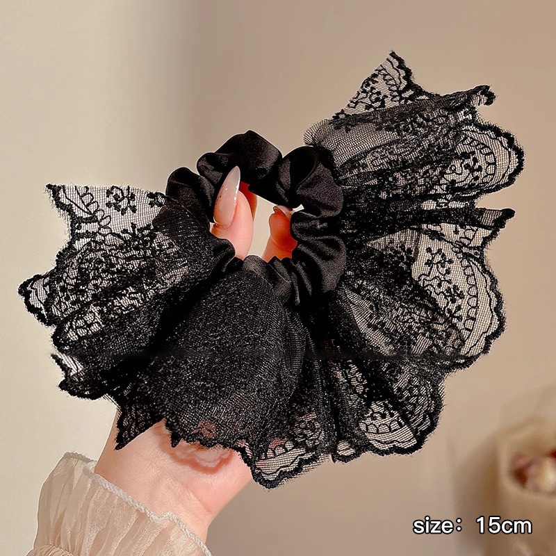 Women's Handmade Spring Ponytail Hair Scrunchie Checkered Fabric