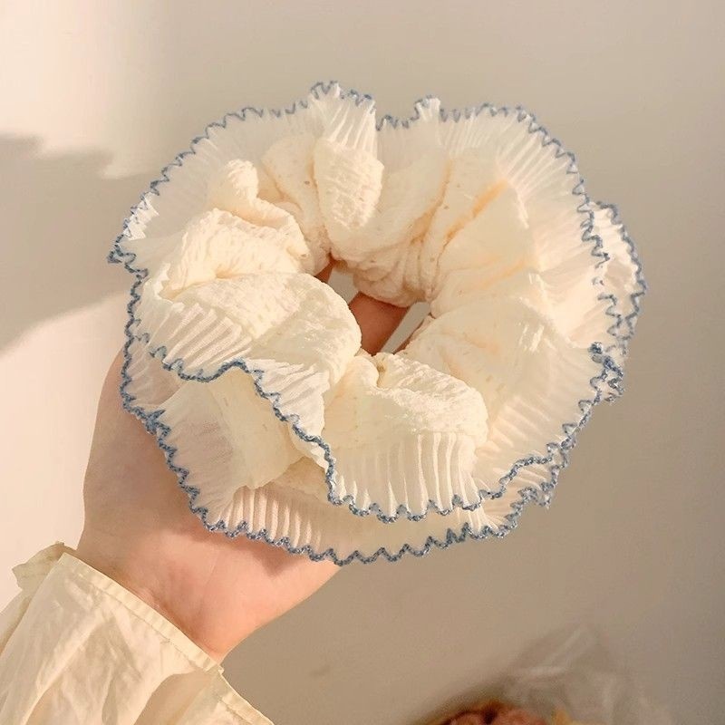 Women Daily Oversized High Elastic Lace Hair Scrunchie Elegant Floral