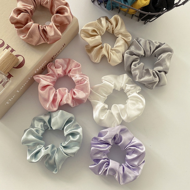 Women's Simple Satin Scrunchie Daily Ponytail Hair Tie Solid Color