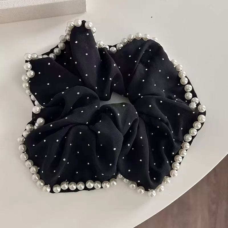 Women's High-End Large Cloth Bun Scrunchie Hair Tie Striped