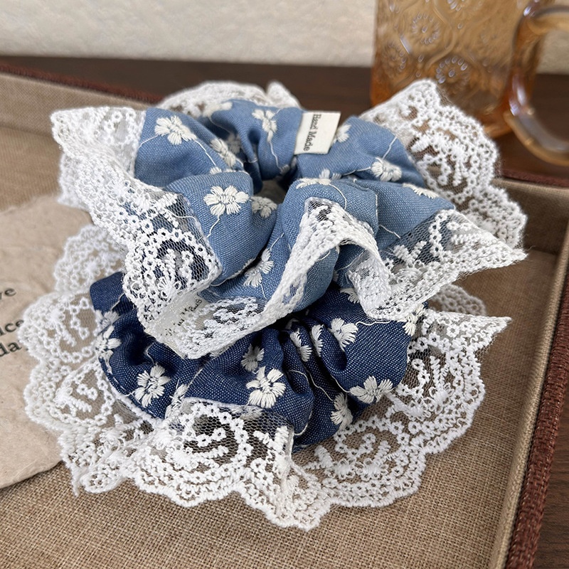Women's Casual Daily Lace Scrunchie Hair Tie Classic Floral Cloth