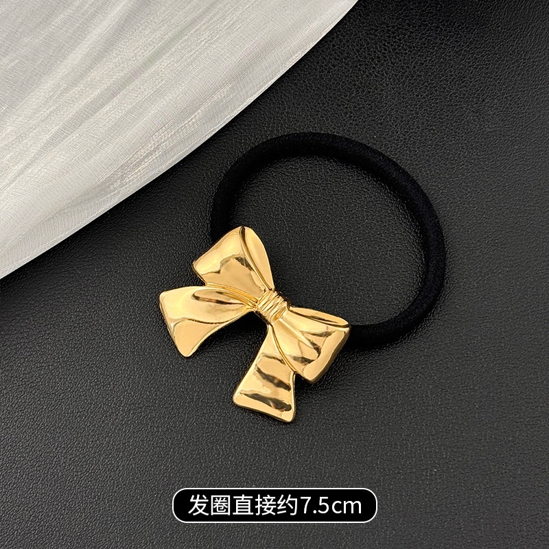 Women's Versatile Retro Alloy Elastic Hair Ties Round Cold Tone