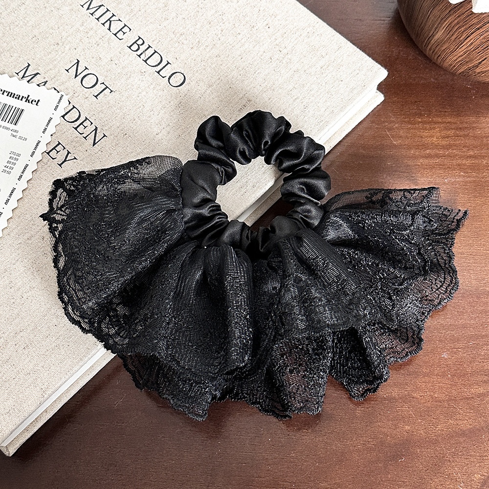 Women's Elegant Low Ponytail Scrunchie Double-Layer Pleated Lace