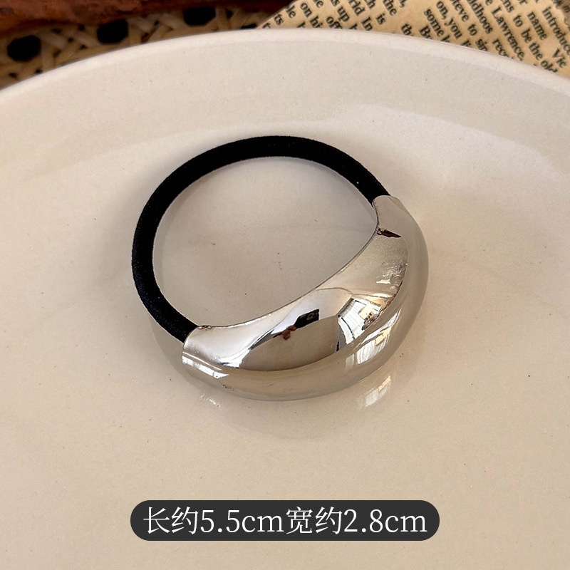 Women's Versatile Retro Alloy Elastic Hair Ties Round Cold Tone