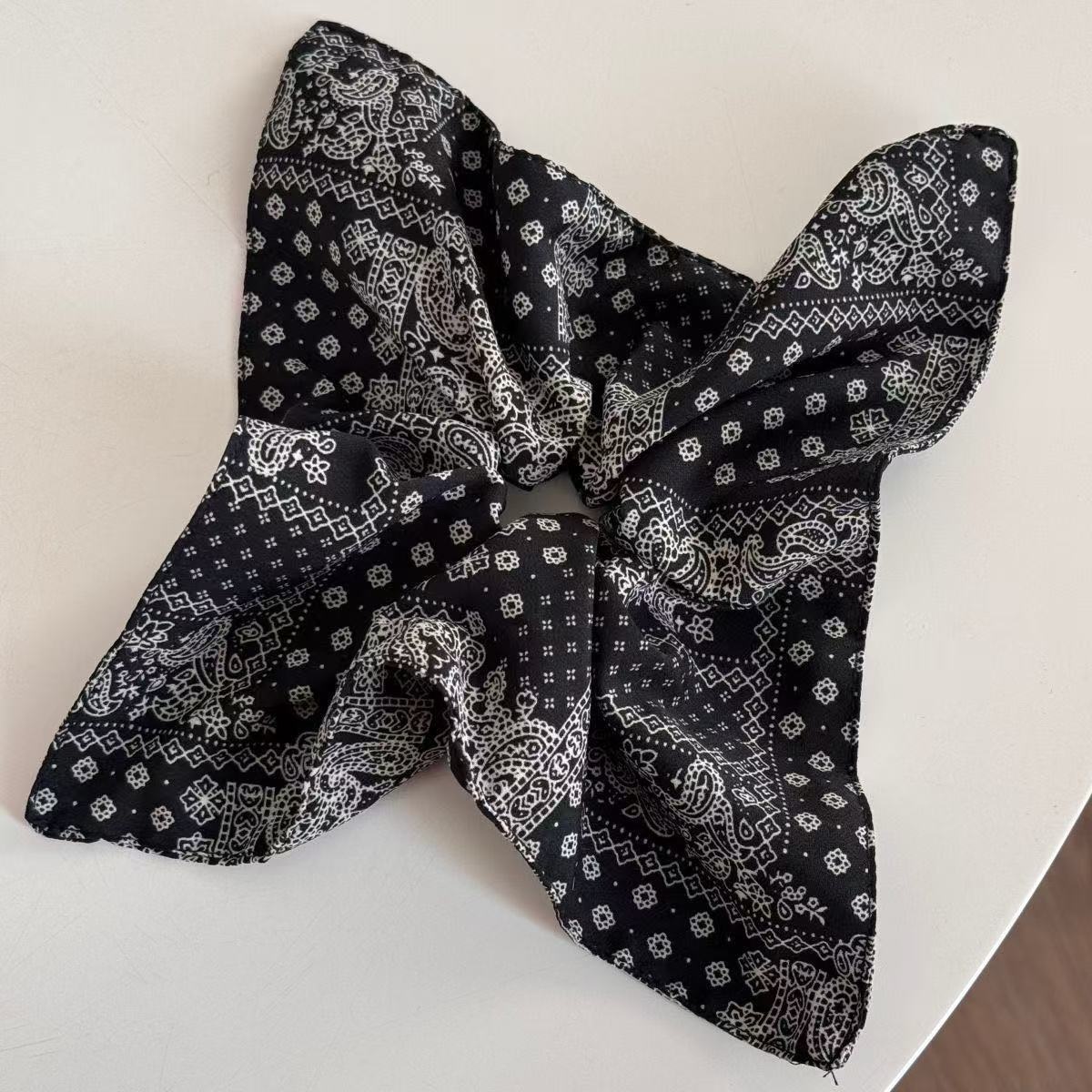 Women's High-End Large Cloth Bun Scrunchie Hair Tie Striped