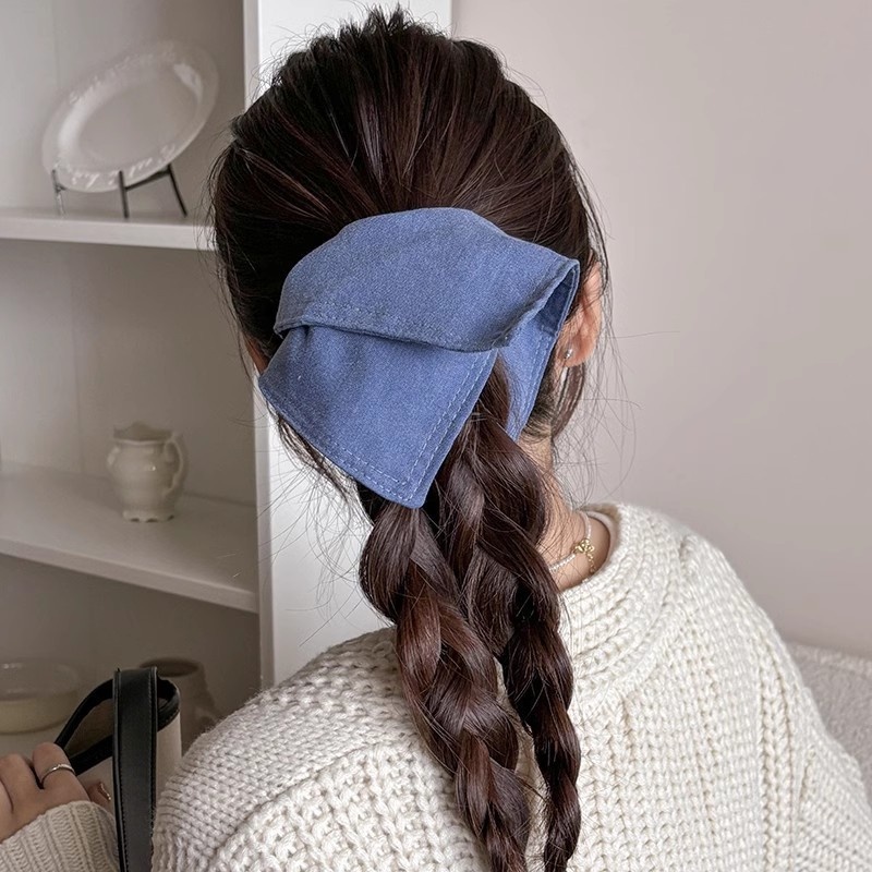 Women's Handmade Spring Ponytail Hair Scrunchie Checkered Fabric