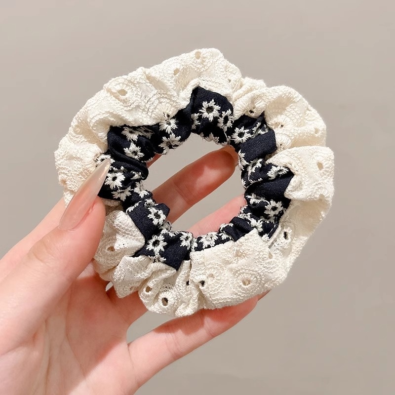 Women's Sweet Bun Scrunchie Hair Tie Multi-layer Lace Knit Cloth