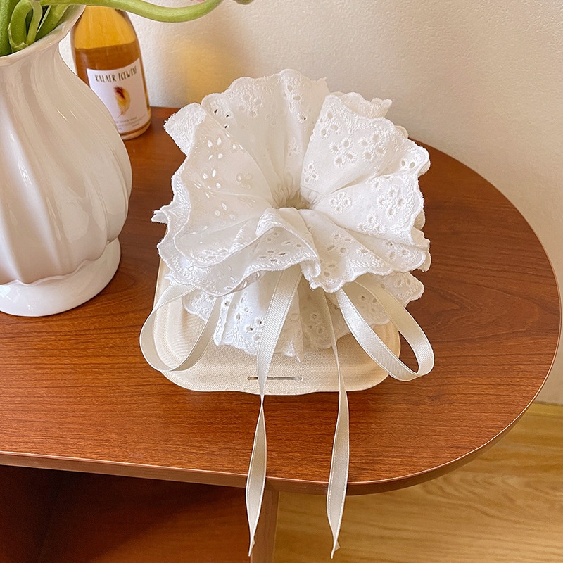 Women's Sweet Bun Scrunchie Hair Tie Multi-layer Lace Knit Cloth