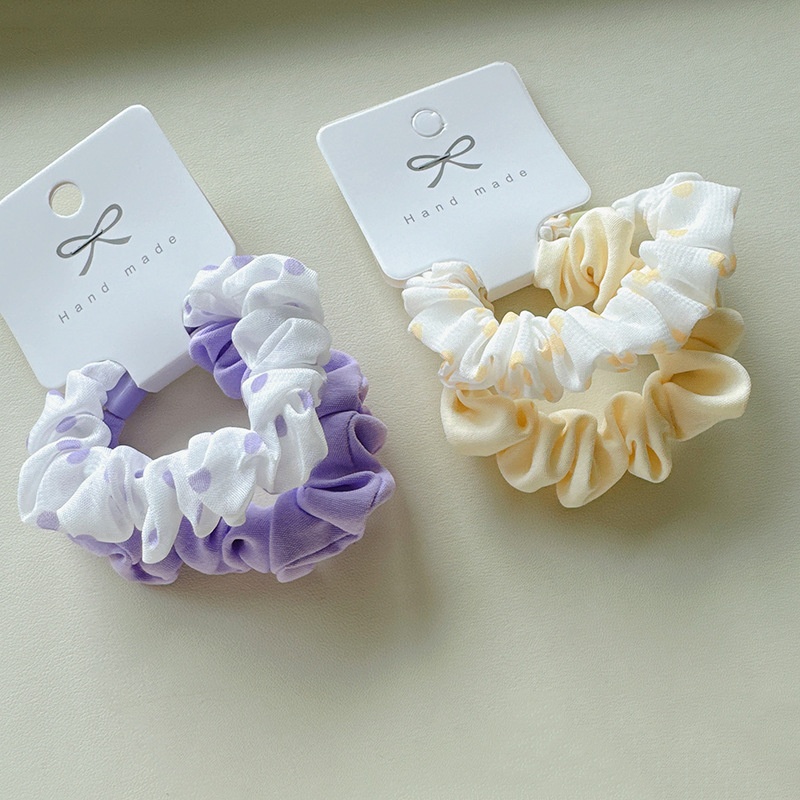 Girls Sweet Fabric Elastic Hair Scrunchies Candy Color Polka Dot