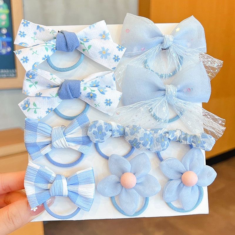 Baby Girls No-Damage Cloth Ponytail Hair Ties Sweet Floral Pattern