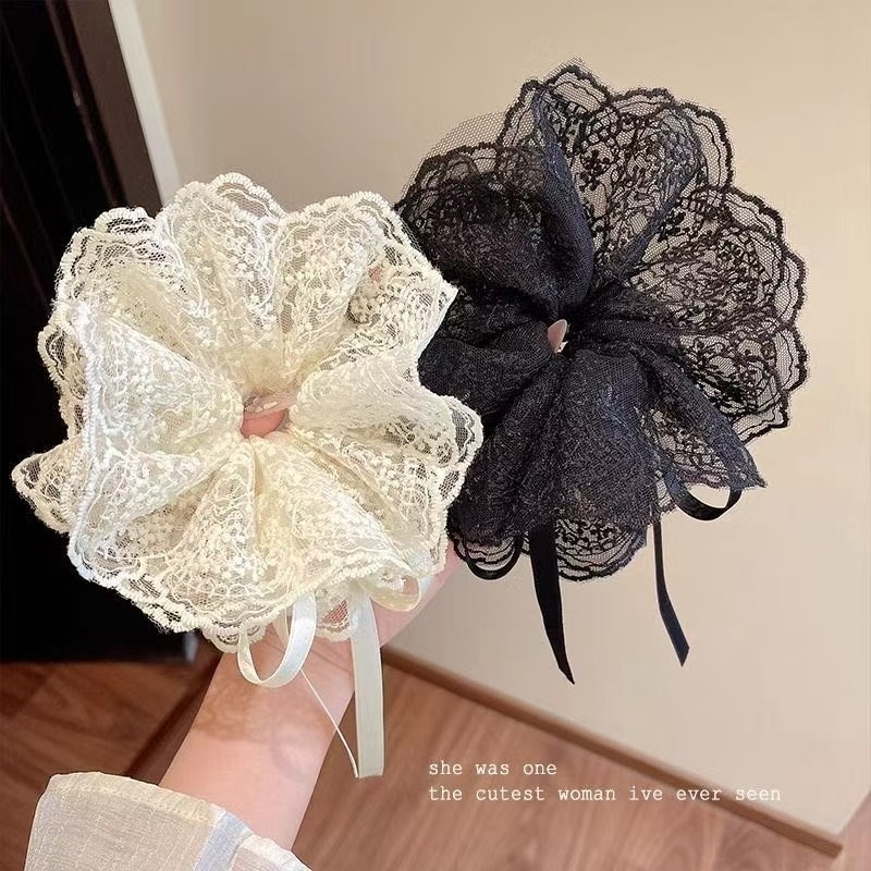 Women's Spring Summer Elegant Bowknot Hair Tie Sweet Lace Pattern