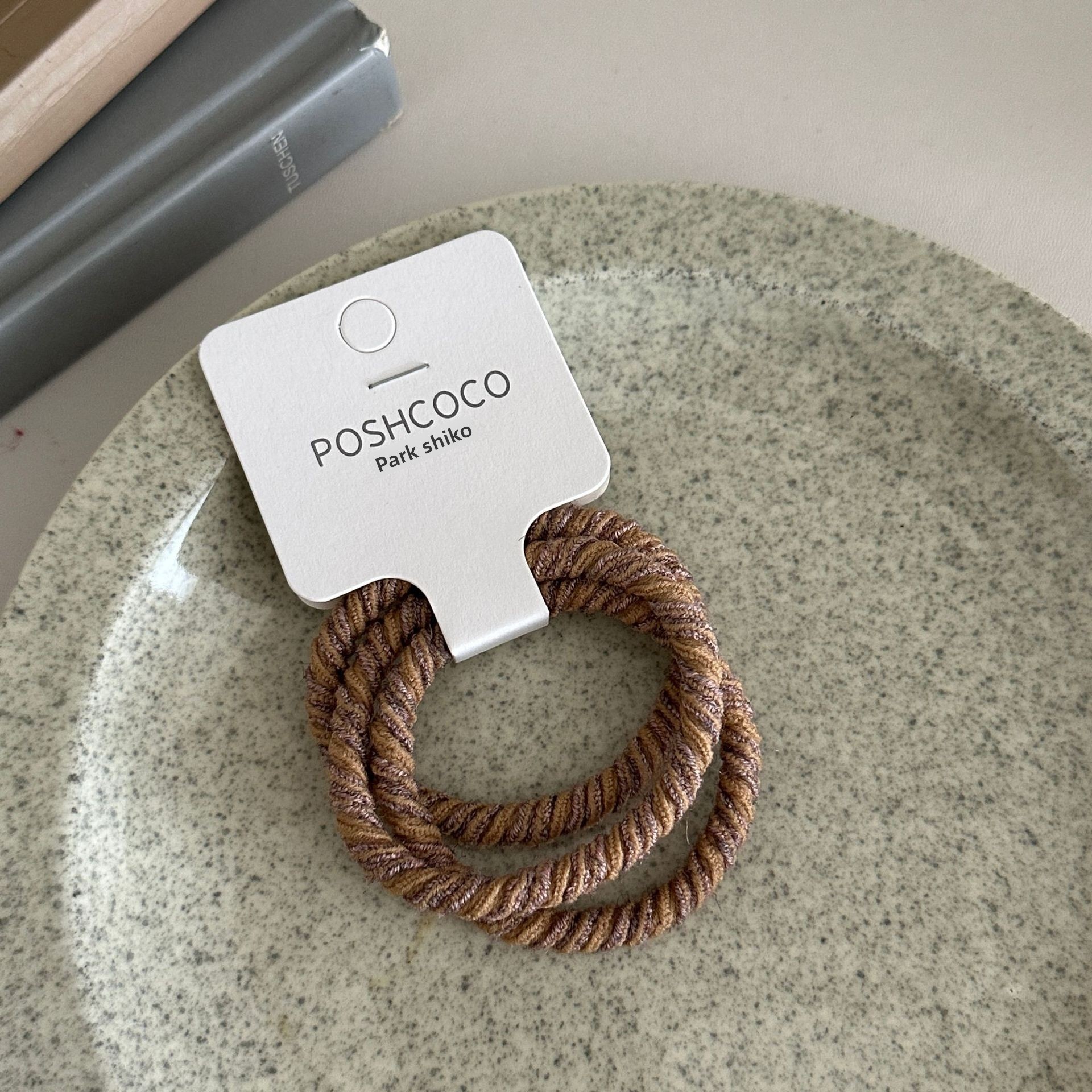 Women's Spring Cloth Rubber Band Hair Accessories Khaki Stripe 3PCS