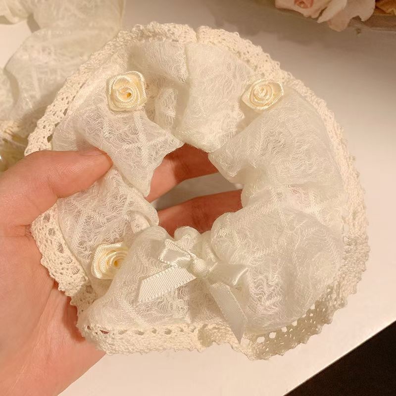 Women's Daily Sweet Rib-Knit Lace Hair Tie Solid Flower Lattice