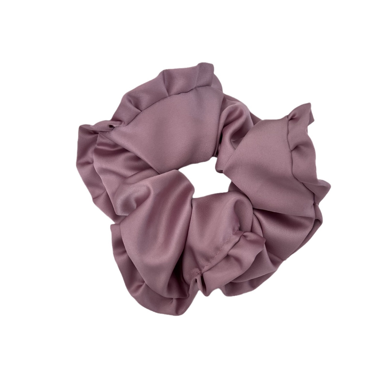 Women's All-Season Satin Ruffle Scrunchie Hair Tie Solid Purple