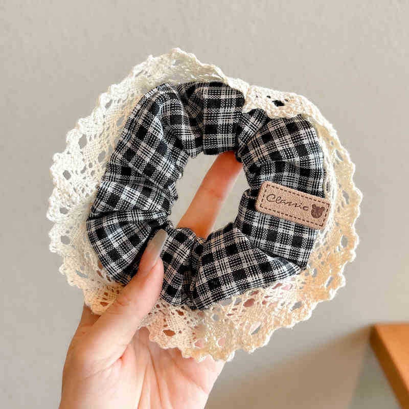 Women Daily Oversized High Elastic Lace Hair Scrunchie Elegant Floral