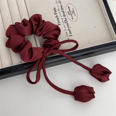 Women's Sweet Cloth Hair Tie Solid Color Flower Bow Knot Daily Accessory
