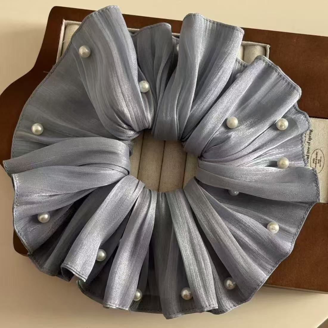 Women's High-End Large Cloth Bun Scrunchie Hair Tie Striped