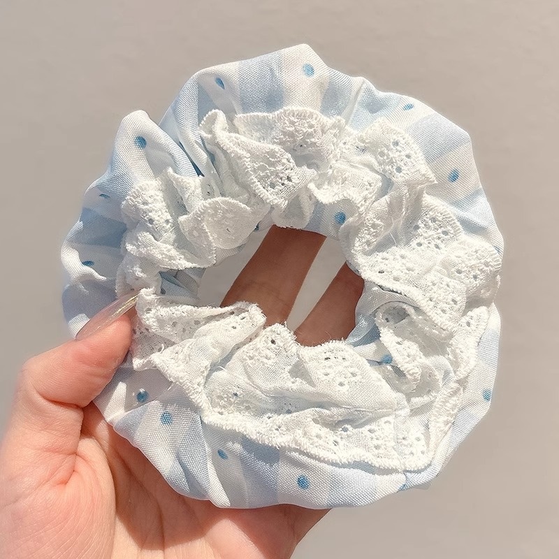 Women's Cloth Lace Scarf Scrunchie Daily Hair Tie Spring Tulip Floral