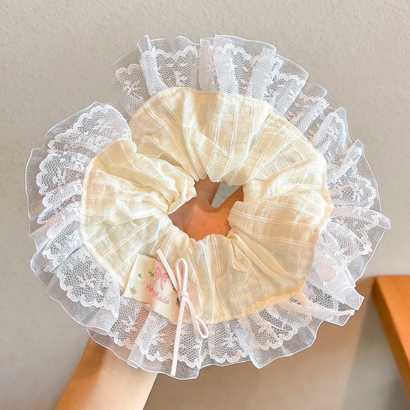 Women's Cloth Lace Scarf Scrunchie Daily Hair Tie Spring Tulip Floral