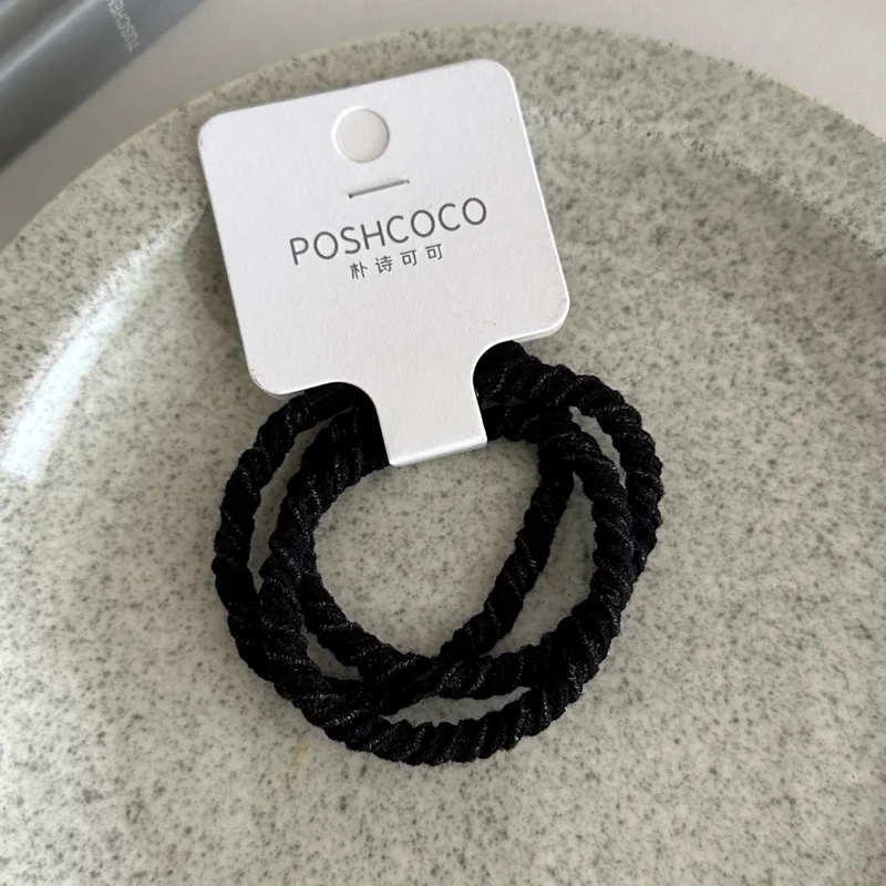 Women's Spring Cloth Rubber Band Hair Accessories Khaki Stripe 3PCS