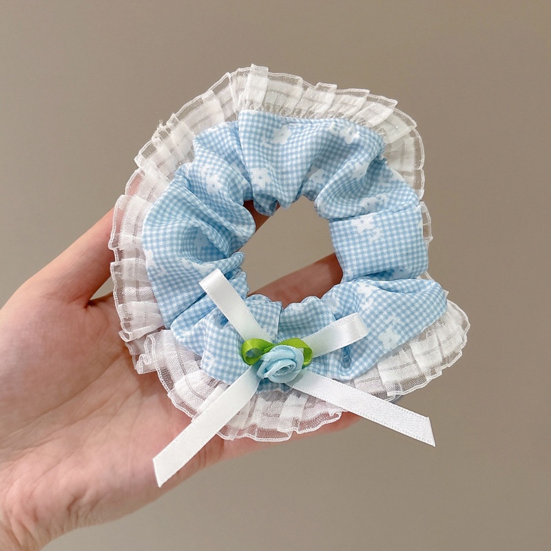 Women Daily Oversized High Elastic Lace Hair Scrunchie Elegant Floral