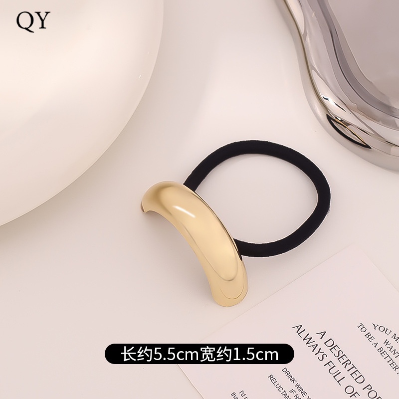 Women's Versatile Retro Alloy Elastic Hair Ties Round Cold Tone