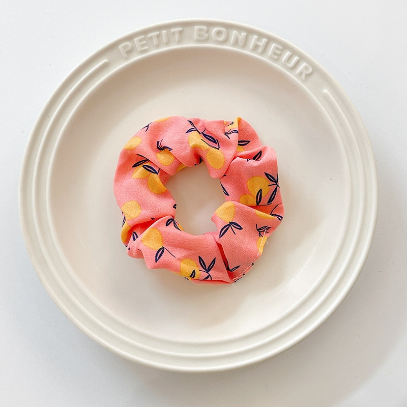 Women's Summer Fabric Scrunchie Pleated Plaid Leopard Hair Tie