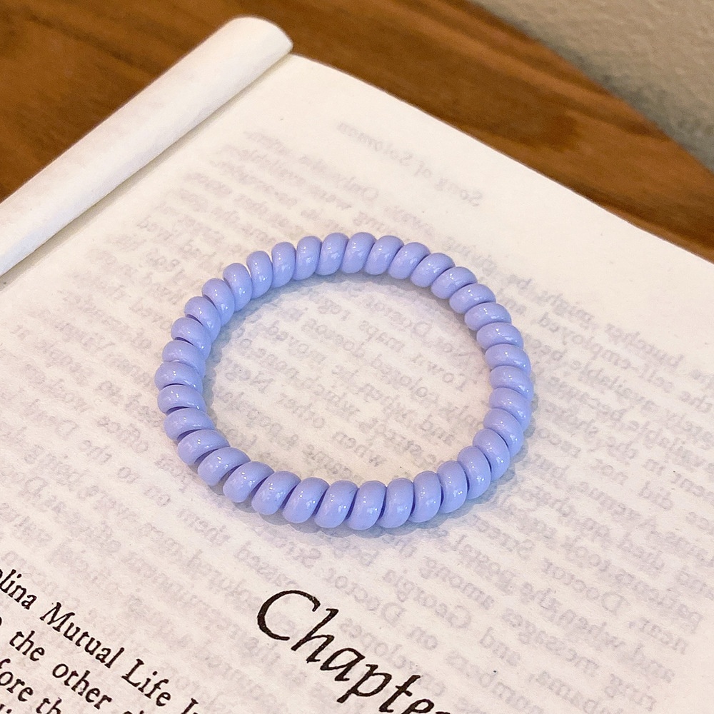Girls Daily Rubber Spiral Telephone Line Hair Ring Sweet Candy Color