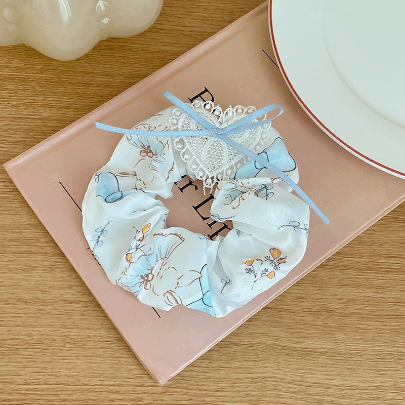 Women Daily Oversized High Elastic Lace Hair Scrunchie Elegant Floral