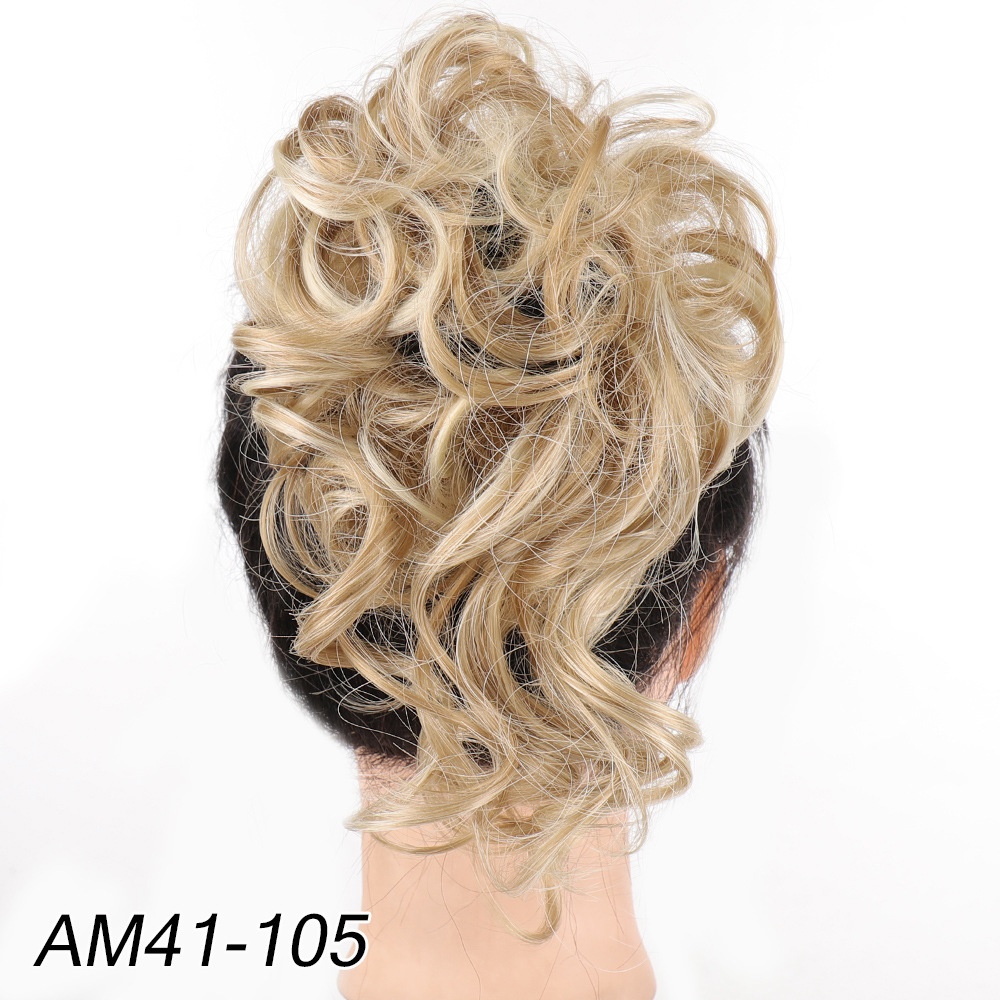 Women Daily Updo Messy Bun Hair Ring High Temp Silk Natural Texture