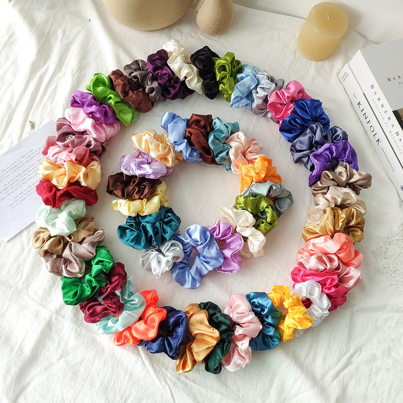 Women's Simple Fabric Hair Scrunchies Elastic Rubber Band Solid Color