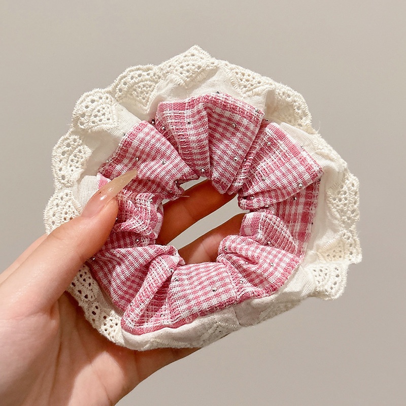 Women's Sweet Bun Scrunchie Hair Tie Multi-layer Lace Knit Cloth