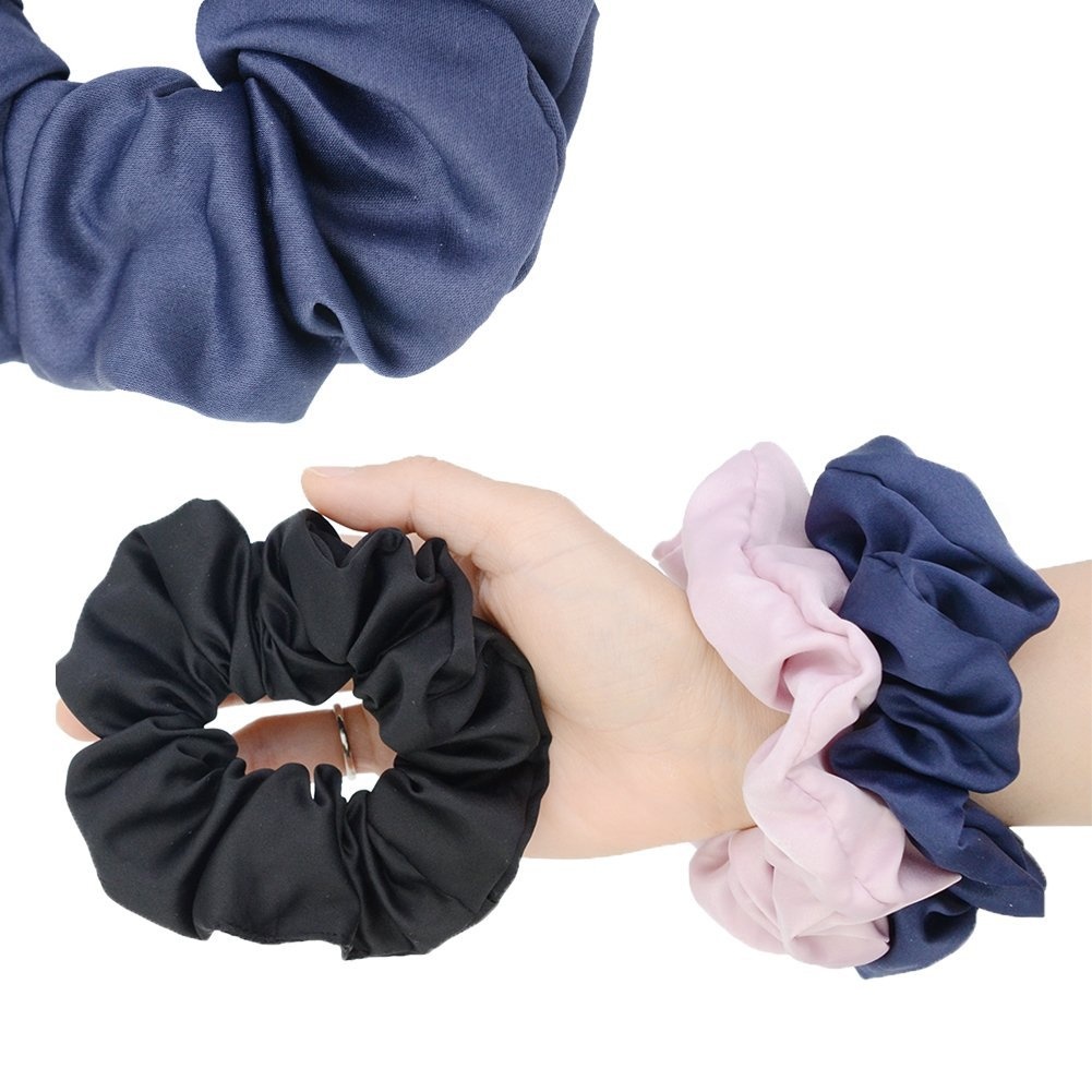 Women's Simple Fabric Hair Scrunchies Elastic Rubber Band Solid Color