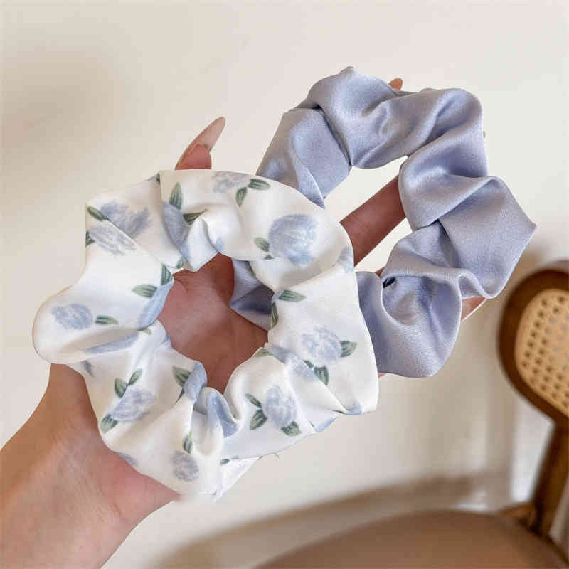 Women Daily Oversized High Elastic Lace Hair Scrunchie Elegant Floral