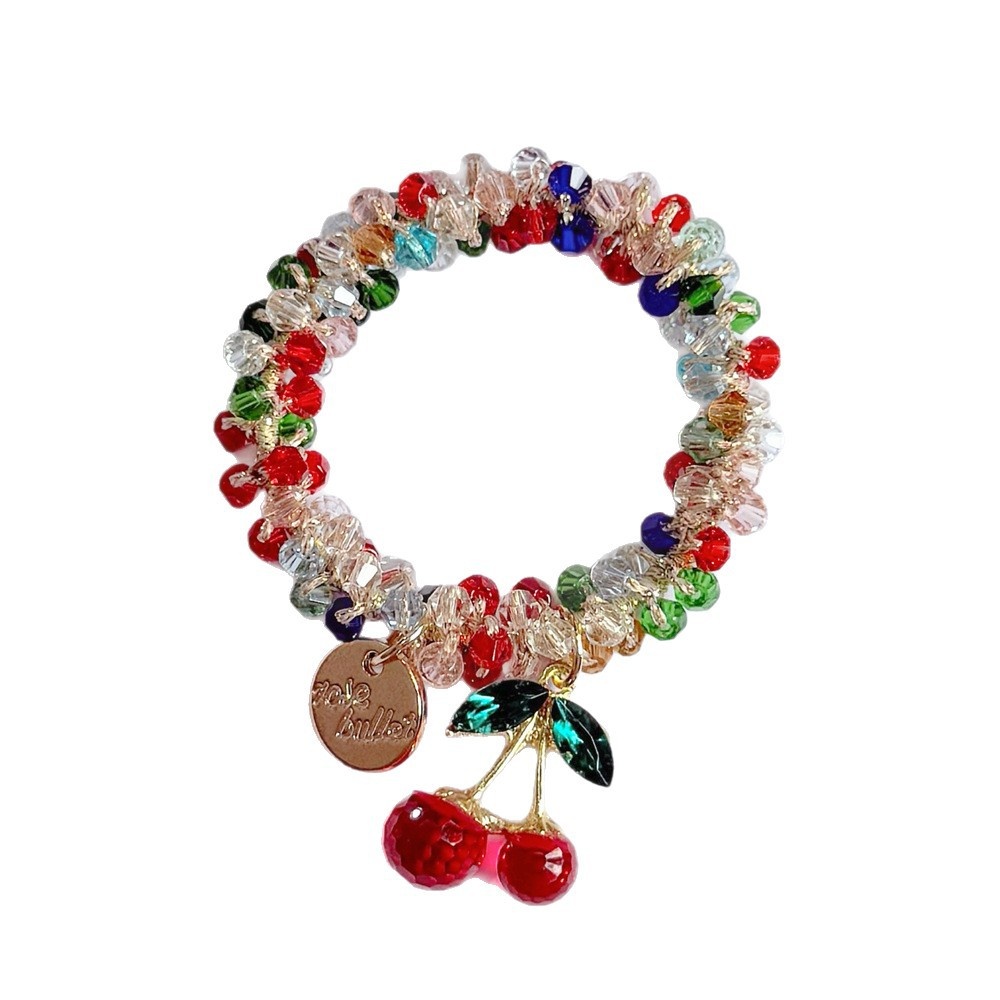 Women's Crystal Glass Hair Ties Leather Strap Bun Ponytail Bands Clear