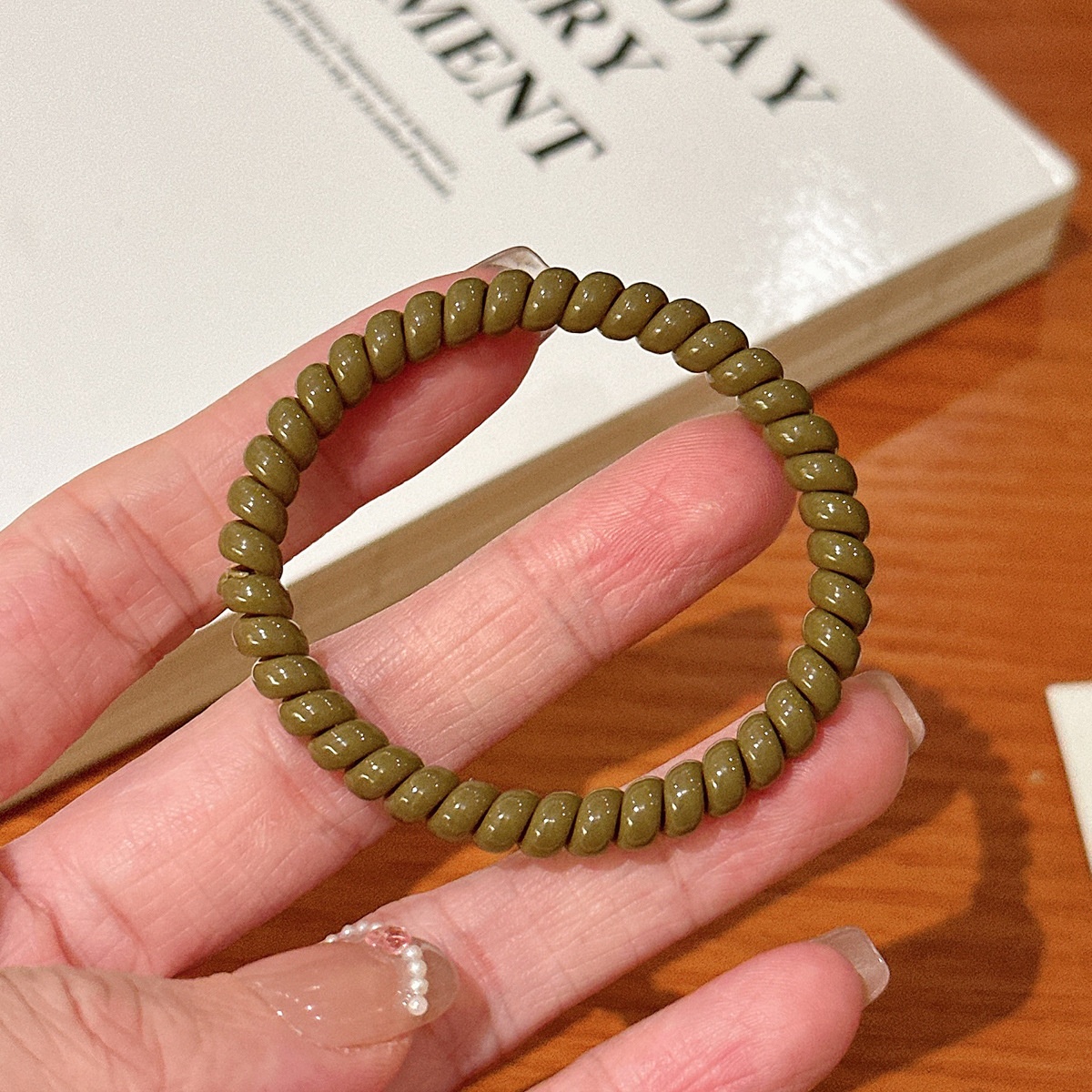 Girls Daily Rubber Spiral Telephone Line Hair Ring Sweet Candy Color