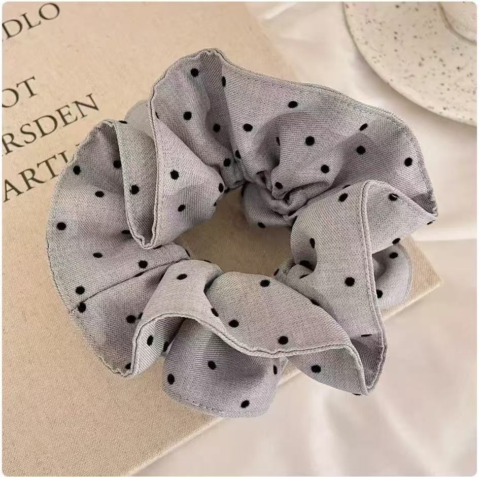 Women's Premium Oversized Lace Scrunchie Cloth Hair Tie Mint Plaid