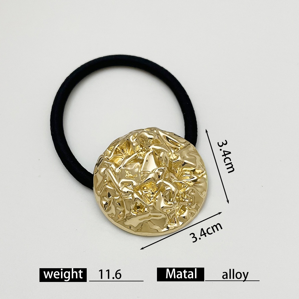 Women's Versatile Retro Alloy Elastic Hair Ties Round Cold Tone