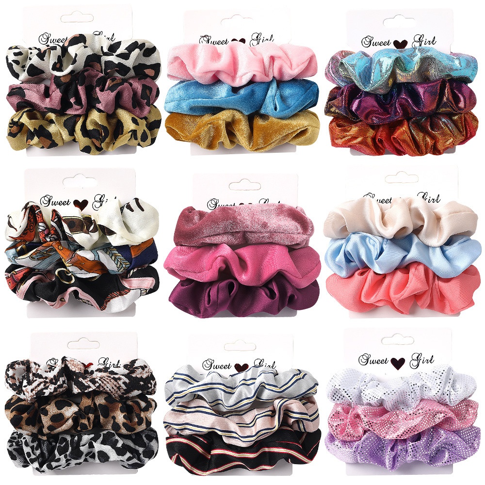 Women's Everyday Pleated Fabric Hair Tie Solid Leopard Polka Dot
