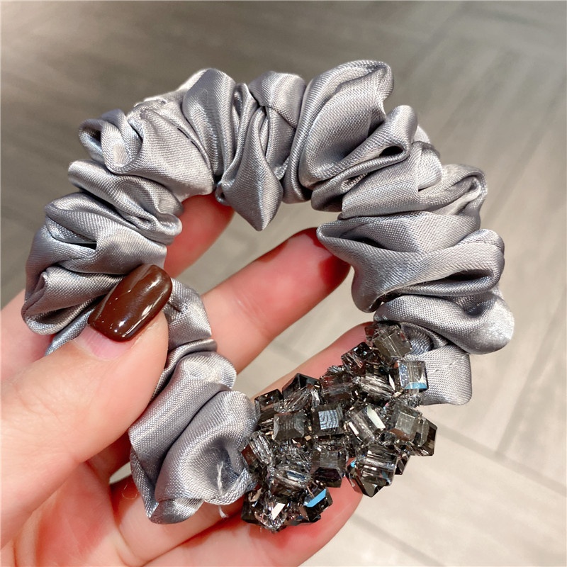 Women's Crystal Beaded Satin Elastic Hairband Multi-color Floral