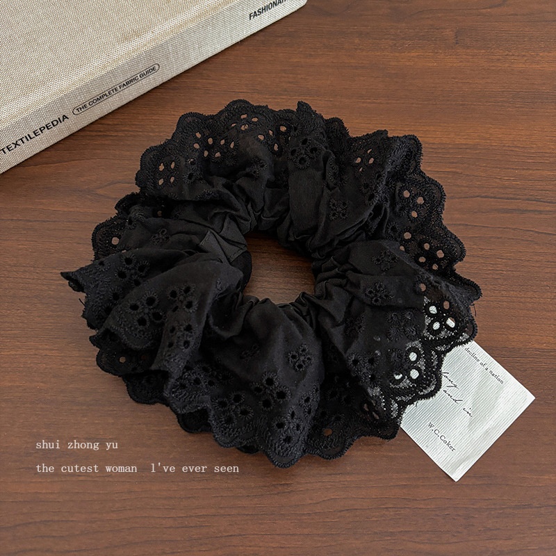 Women Daily Oversized High Elastic Lace Hair Scrunchie Elegant Floral