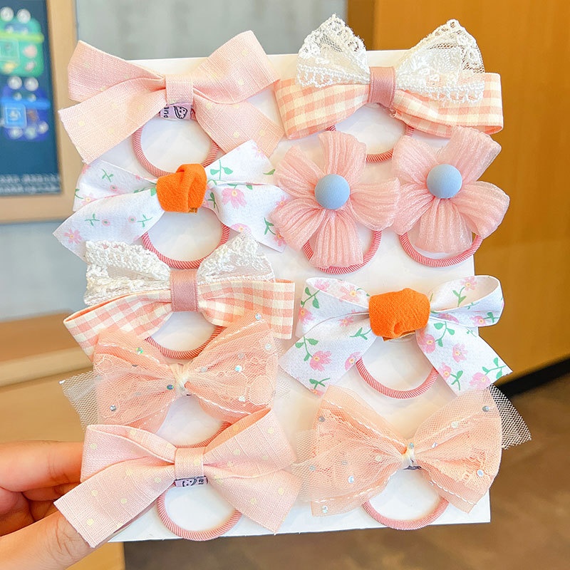 Baby Girls No-Damage Cloth Ponytail Hair Ties Sweet Floral Pattern