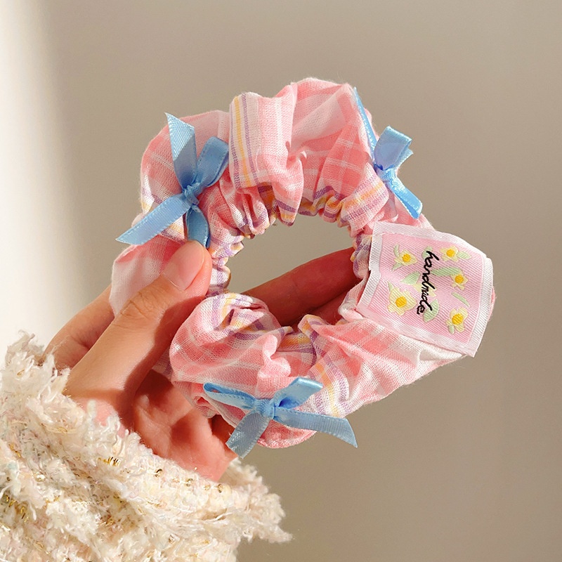 Women's Sweet Lace Ponytail Hair Tie Cloth Scrunchie Coral Lily Floral