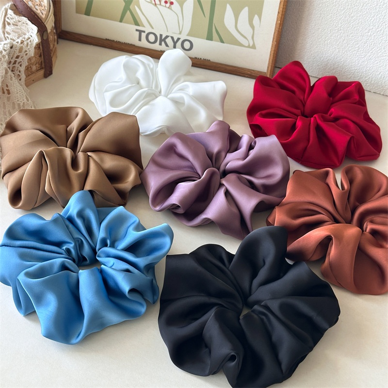 Women's Premium Satin Large Hair Bands Autumn Winter Solid Color