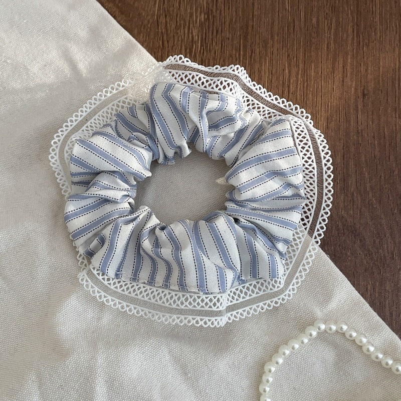 Women Daily Oversized High Elastic Lace Hair Scrunchie Elegant Floral