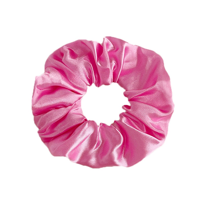 Women's Soft Fabric Ponytail Scrunchie Elastic Hair Tie Solid Pink