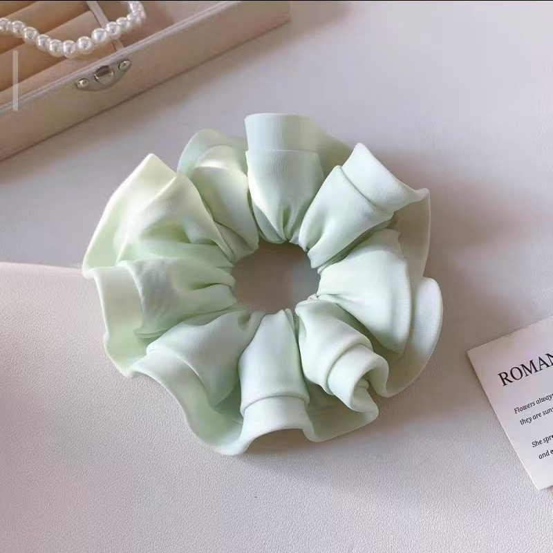 Women's All-Season Satin Flower Hair Tie Scrunchie Solid Colors